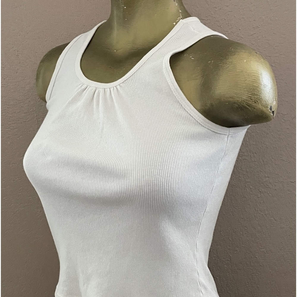Ivory Pleated Front Ribbed Tank Top XS - Picture 5 of 8